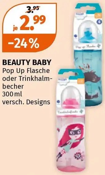 Müller BEAUTY BABY Pop Up Flasche oder Trinkhalmbecher 300 ml Angebot