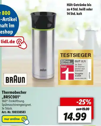 Lidl Braun thermobecher „brsc001“ Angebot