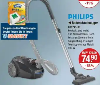 V Markt PHILIPS Bodenstaubsauger FC8241/09 Angebot