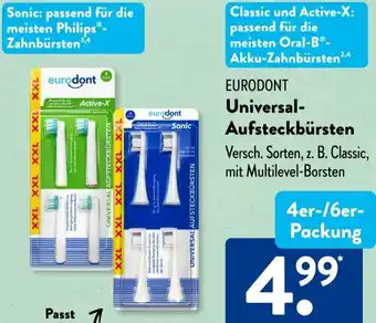 Aldi Süd EURODONT Universal Aufsteckbürsten 4er-/6er Packung Angebot