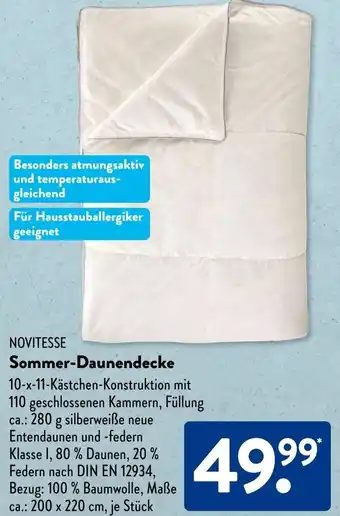 Aldi Süd NOVITESSE Sommer-Daunendecke Angebot