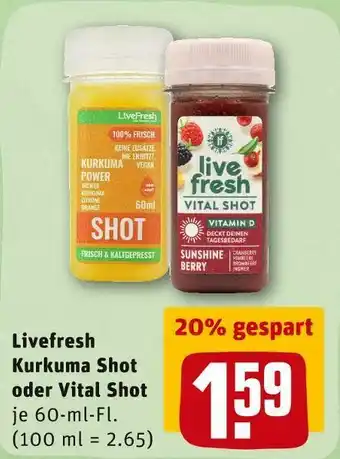 REWE Livefresh kurkuma shot oder vital shot Angebot