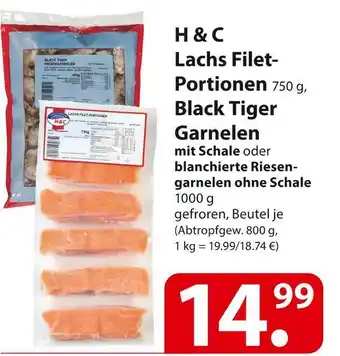 Famila Nord Ost H & c lachs filet-portionen, black tiger garnelen Angebot