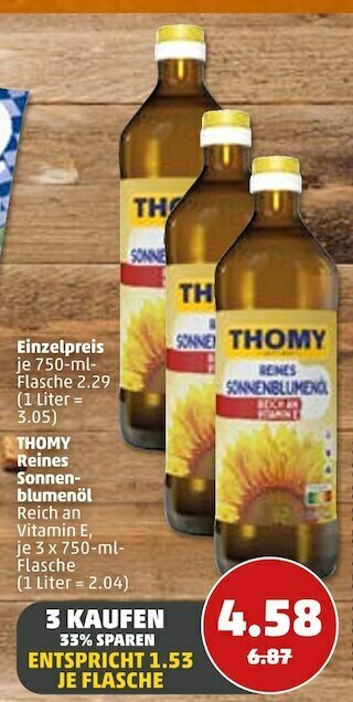 PENNY Thomy reines sonnenblumenöl Angebot