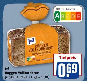 REWE Ja! roggen-vollkornbrot Angebot