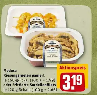 REWE Medusa riesengarnelen paniert oder frittierte sardellenfilets Angebot