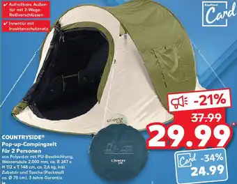 Kaufland COUNTRYSIDE Pop-up-Campingzelt für 2 Personen Angebot