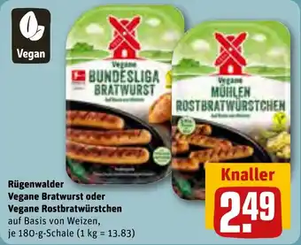 REWE Rügenwalder Vegane Bratwurst oder Vegane Rostbratwürstchen 180-g-Schale Angebot