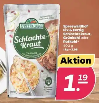 NETTO Spreewaldhof Fix & Fertig Schlachterkraut, Grünkohl oder Rotkohl 400g Angebot