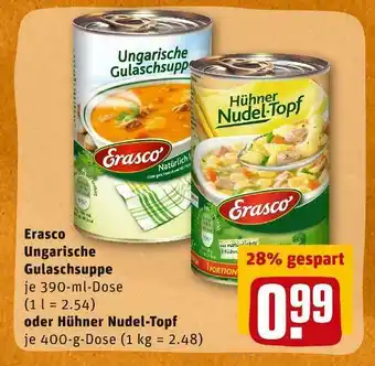 REWE Erasco ungarische gulaschsuppe oder hühner nudel-topf Angebot