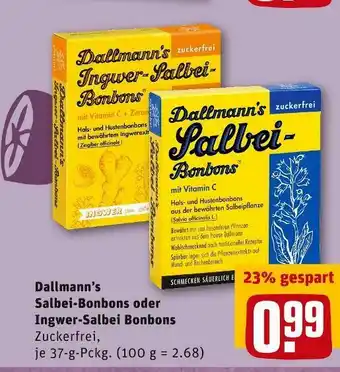 REWE Dallmann’s salbei-bonbons oder ingwer-salbei bonbons Angebot