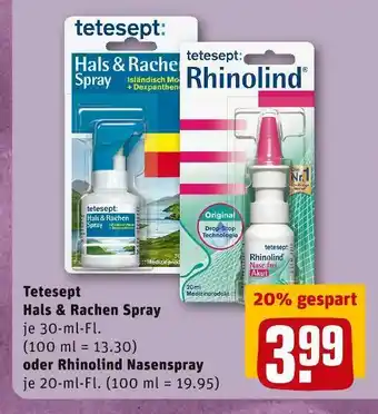 REWE Tetesept hals & rachen spray oder rhinolind nasenspray Angebot