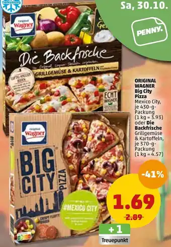 PENNY Original wagner big city pizza oder die backfrische Angebot