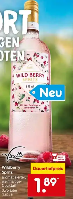 Netto Marken-Discount Vinetti Wildberry Spritz aromatisierter, weinhaltiger Cocktail 0,75 Liter Angebot