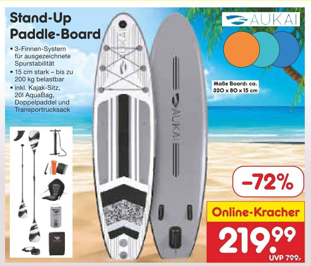 AUKAI StandUp PaddleBoard Angebot bei Netto MarkenDiscount