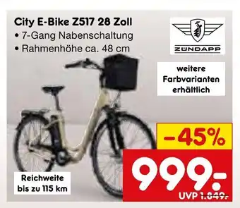 Netto Marken-Discount ZUNDAPP City E-Bike Z517 28 Zoll Angebot