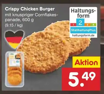 Netto Marken-Discount Crispy Chicken Burger mit knuspriger Cornflakespanade, 600 g Angebot