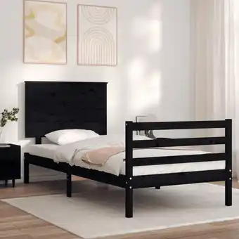 ManoMano Massivholzbett mit Kopfteil, Einzelbett, Bettrahmen, Schlafzimmerbett Schwarz 100x200 cm LLLA367588 Maisonchic Angebot