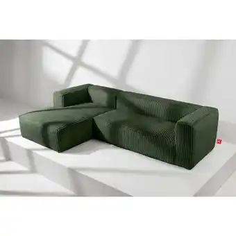 ManoMano Ferox Modernes Ecksofa Links aus breitem Cordstoff, dunkelgrün - Konsimo Angebot