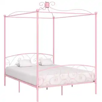 ManoMano Bettgestell,Bett für Erwachsene,Elegantes Bettrahmen,Himmelbett-Gestell Rosa Metall 160 x 200 cm -BVE54630 Angebot