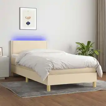 ManoMano Boxspringbett mit Matratze & LED,Bettgestell für Erwachsene,Taschenfederkernmatratze Creme 100x200 cm Stoff -BNC17214 Angebot