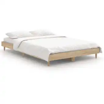 ManoMano Bettrahmen für Einzelbett,Metallbett, Bettgestell Sonoma-Eiche 120x190 cm Holzwerkstoff Bonnevie 25057 Angebot