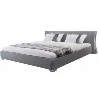 ManoMano Wasserbett Grau 180 x 200 cm Polsterbezug Lxuriöse Ausstrahlung Geschwungene Kopfteil Designerbett Verchromte Füße Modern - S Angebot