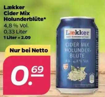 NETTO Laekker Cider Mix Holunderblüte 0,33L Angebot