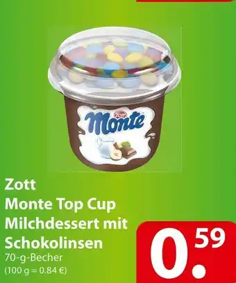 Famila Nord Ost Zott monte top cup milchdessert mit schokolinsen Angebot