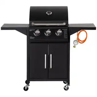 Netto Marken-Discount Outsunny Gasgrill mit Rädern schwarz 121L x 55B x 109H cm Angebot