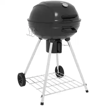 Netto Marken-Discount Outsunny Kugelgrill für Holzkohle mit Seitenhaken und Rollen schwarz 55L x 65B x 89H cm Angebot