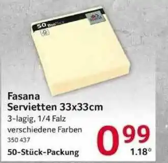 Selgros Fasana Servietten 33x33cm Angebot