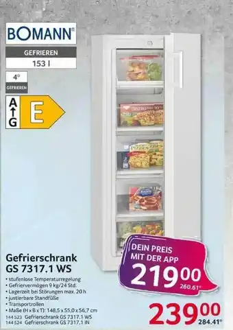 Selgros Bomann Gefrierschrank GS 7317.1 WS Angebot