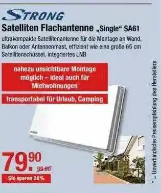 V Markt Strong Satelliten Flachantenne „sense” Sa61 Angebot