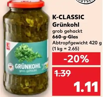 Kaufland K-CLASSIC Grünkohl 660 g Glas Angebot