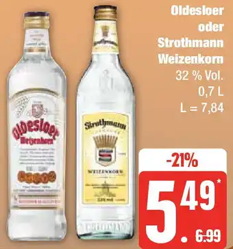 Edeka Oldesloer oder Strothmann Weizenkorn 0,7 L Angebot