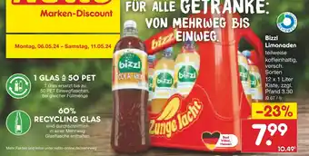 Netto Marken-Discount Bizzl Limonaden 12 x 1 Liter Kiste Angebot