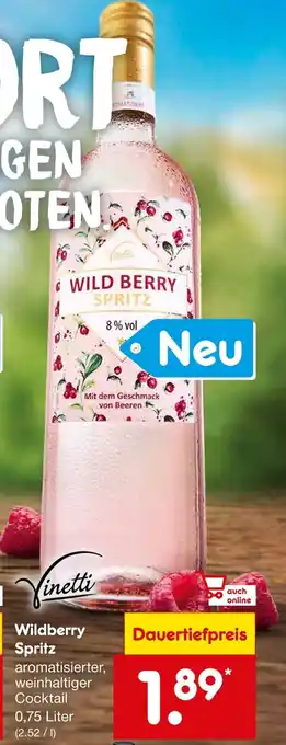 Netto Marken-Discount Vinetti Wildberry Spritz aromatisierter, weinhaltiger Cocktail 0,75 Liter Angebot