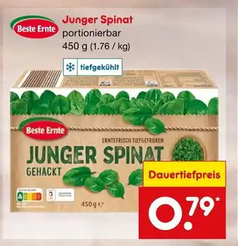 Netto Marken-Discount Beste Ernte Junger Spinat portionierbar 450 g Angebot