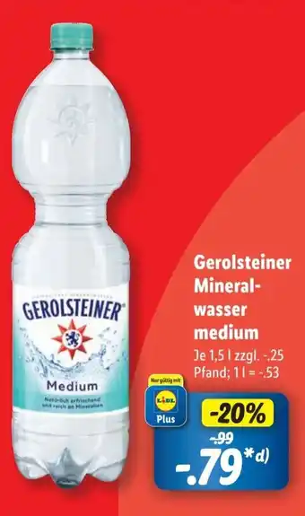 Lidl Gerolsteiner Mineral- wasser medium 1,5 l Angebot