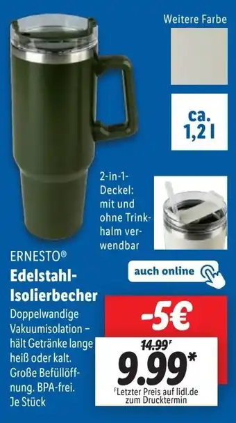 Lidl ERNESTO Edelstahl- Isolierbecher Angebot