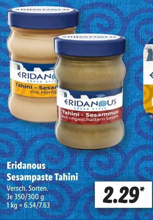 Eridanous Sesampaste Tahini 350/300 g Angebot bei Lidl Eridanous Sesampaste Tahini 350/300 g Angebot bei Lidl