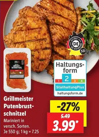 Lidl Grillmeister Putenbrust- schnitzel 550 g Angebot