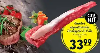 CITTI Markt Frisches argentinisches Rinderfilet 3-4 lbs Angebot