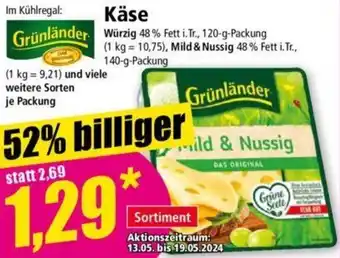 Norma Grünländer Käse 120/140 g Packung Angebot