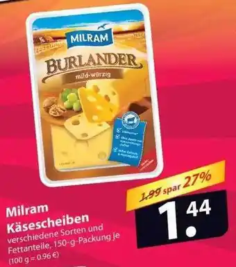 Famila Nord Ost Milram Käsescheiben 150g Angebot