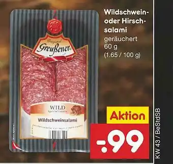 Netto Marken-Discount Greußener Wildschwein- Oder Hirschsalami Angebot