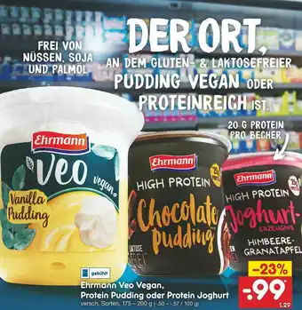 Netto Marken-Discount Ehrmann Veo Vegan, Protein Pudding Oder Protein Joghurt Angebot