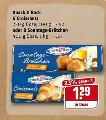 REWE Knack & Back 6 Croissants Oder 8 Sonntags-brötchen Angebot