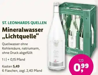 Denns BioMarkt ST. LEONHARDS QUELLEN Mineralwasser „Lichtquelle" 1 L Angebot